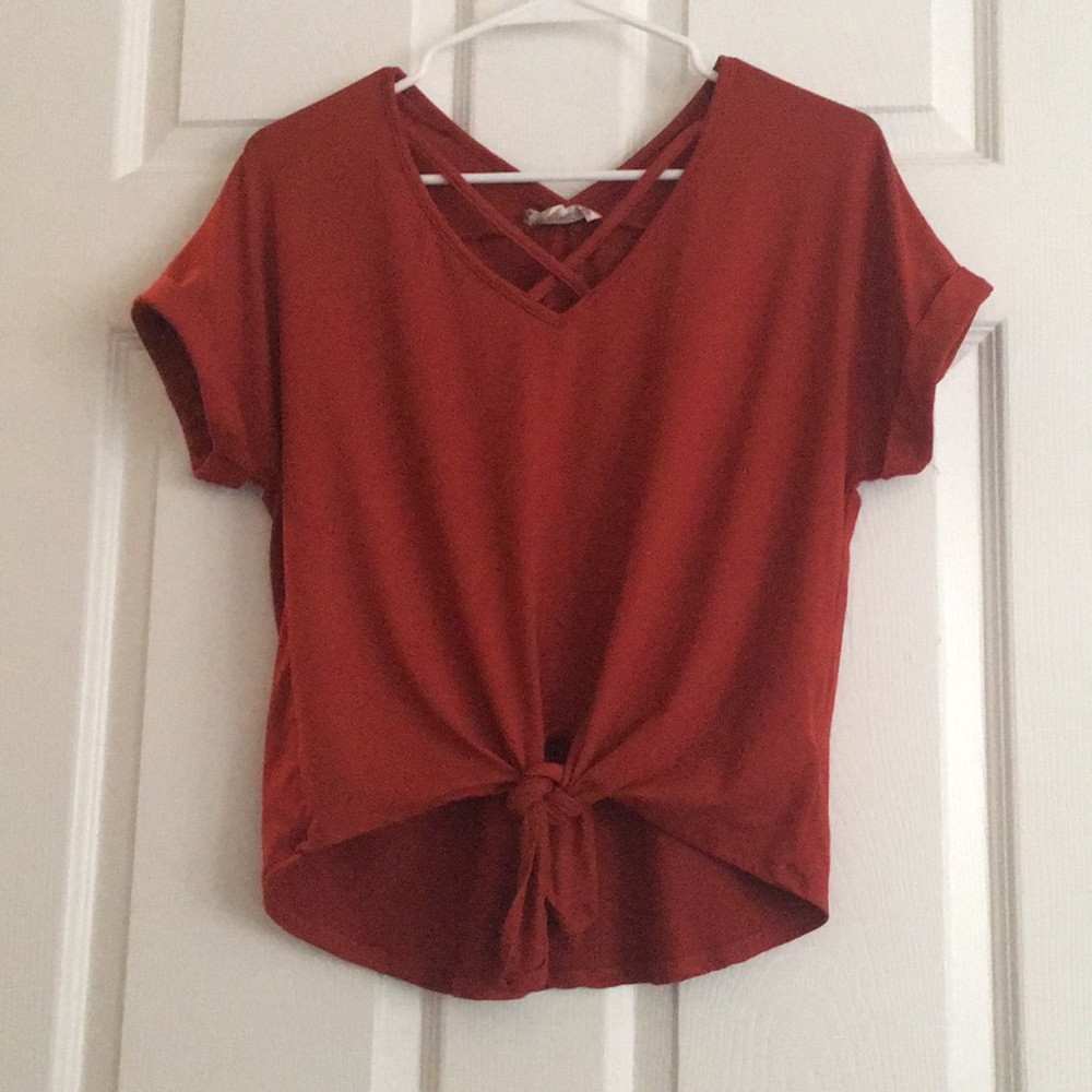 Rust color tie top